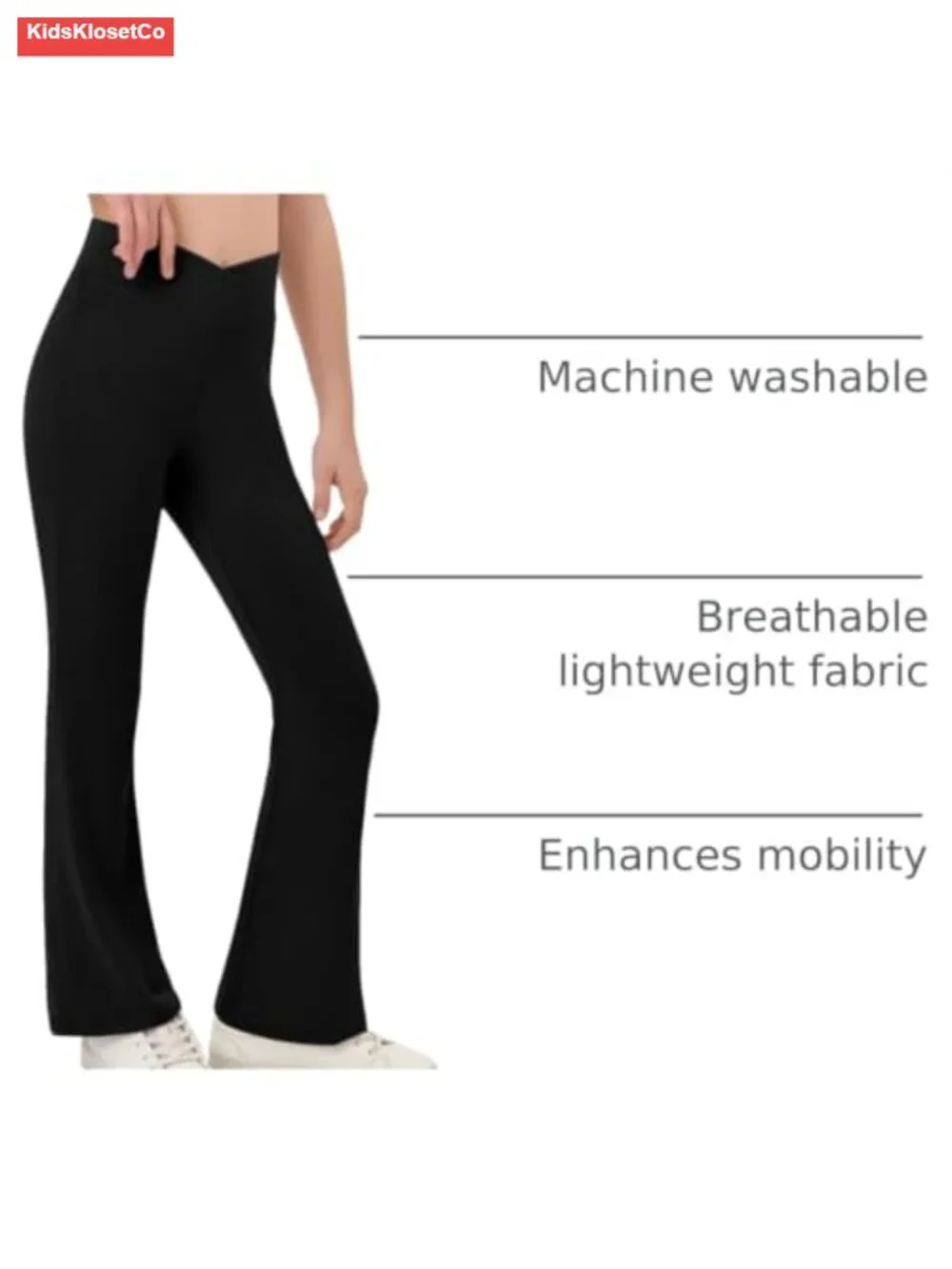 Girls Crossover Flare Pants Bootcut Leggings High-Waist Stretchy 5-14 Years